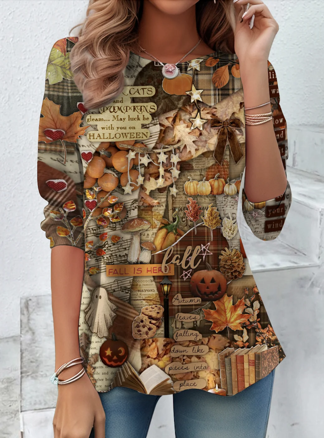 Casual Floral Crew Neck Long Sleeve T-shirt