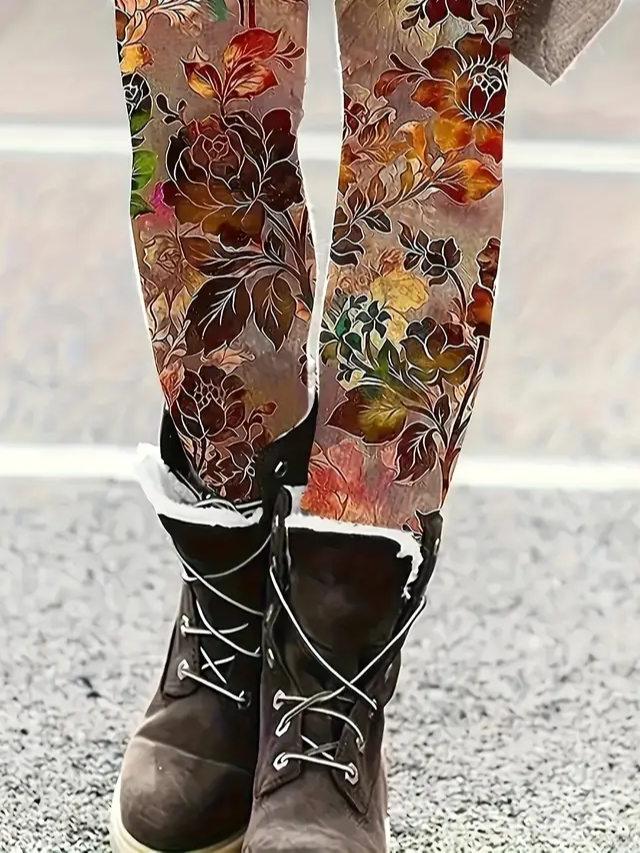 Women Floral Casual All Season Printing Long Leggings