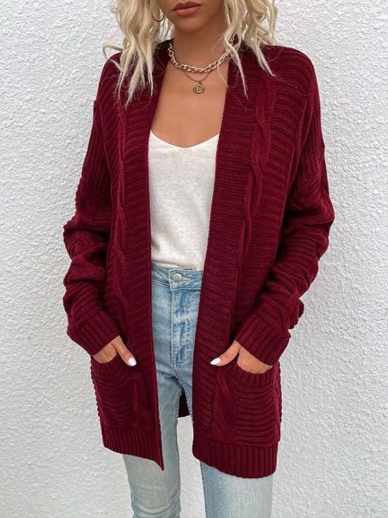 Women Spring/Fall Outerwear Vintage Split Joint Plain Long Sleeve Jacket