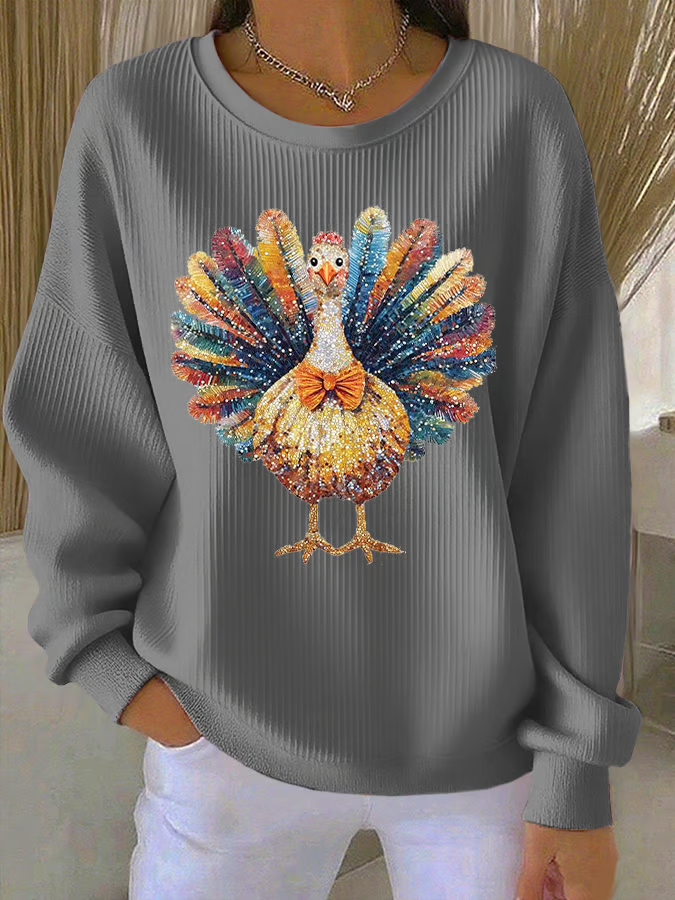 Casual Crew Neck Turkey Sweatshirt