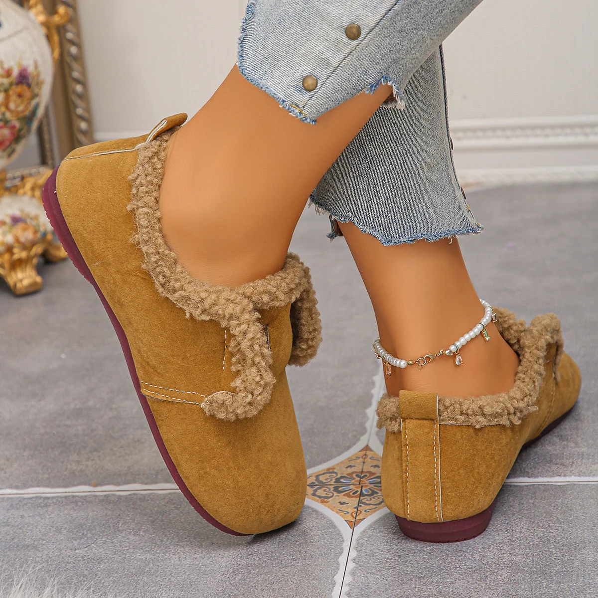 Vintage Plain Hook And Loop Flat Heel Shallow Shoes