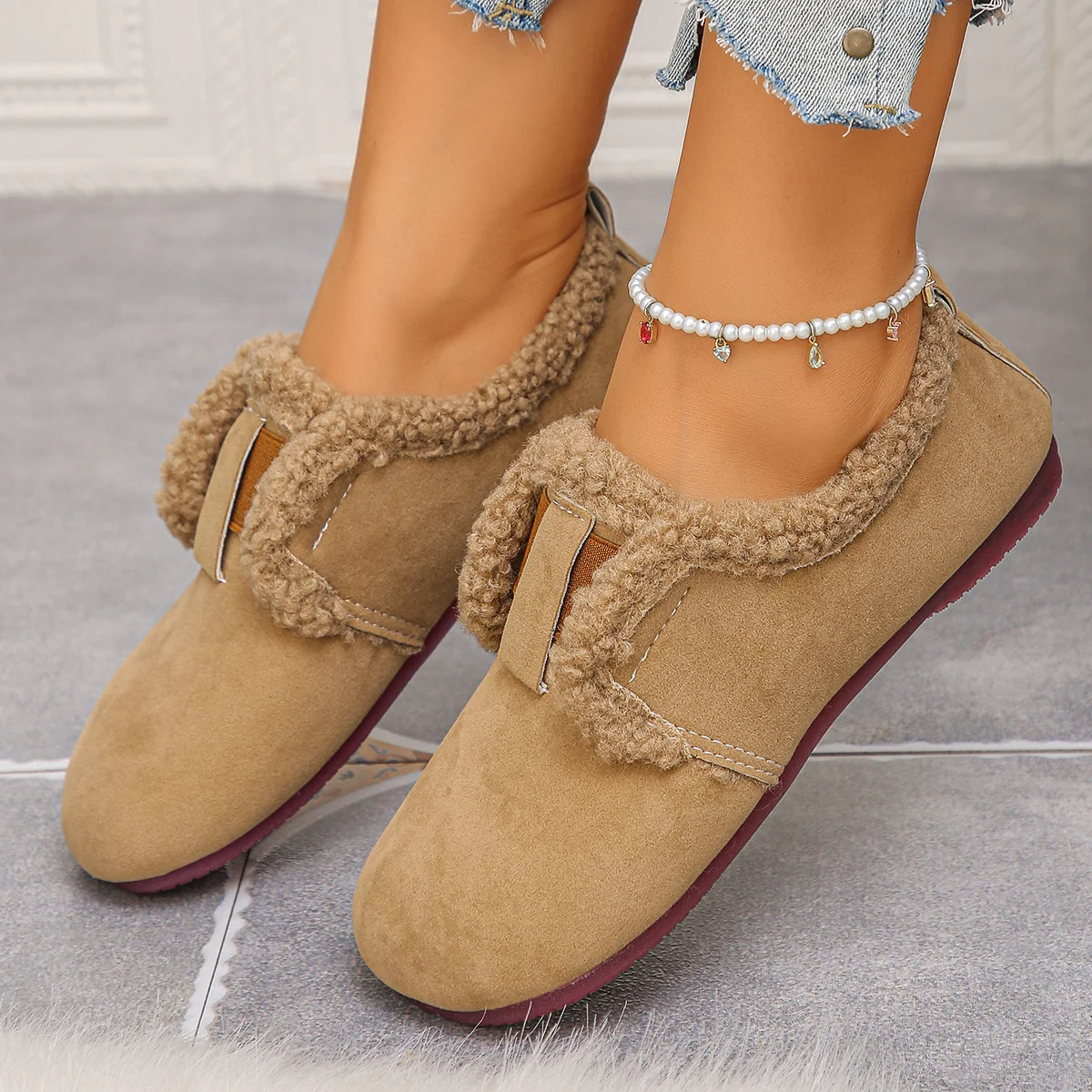 Vintage Plain Hook And Loop Flat Heel Shallow Shoes