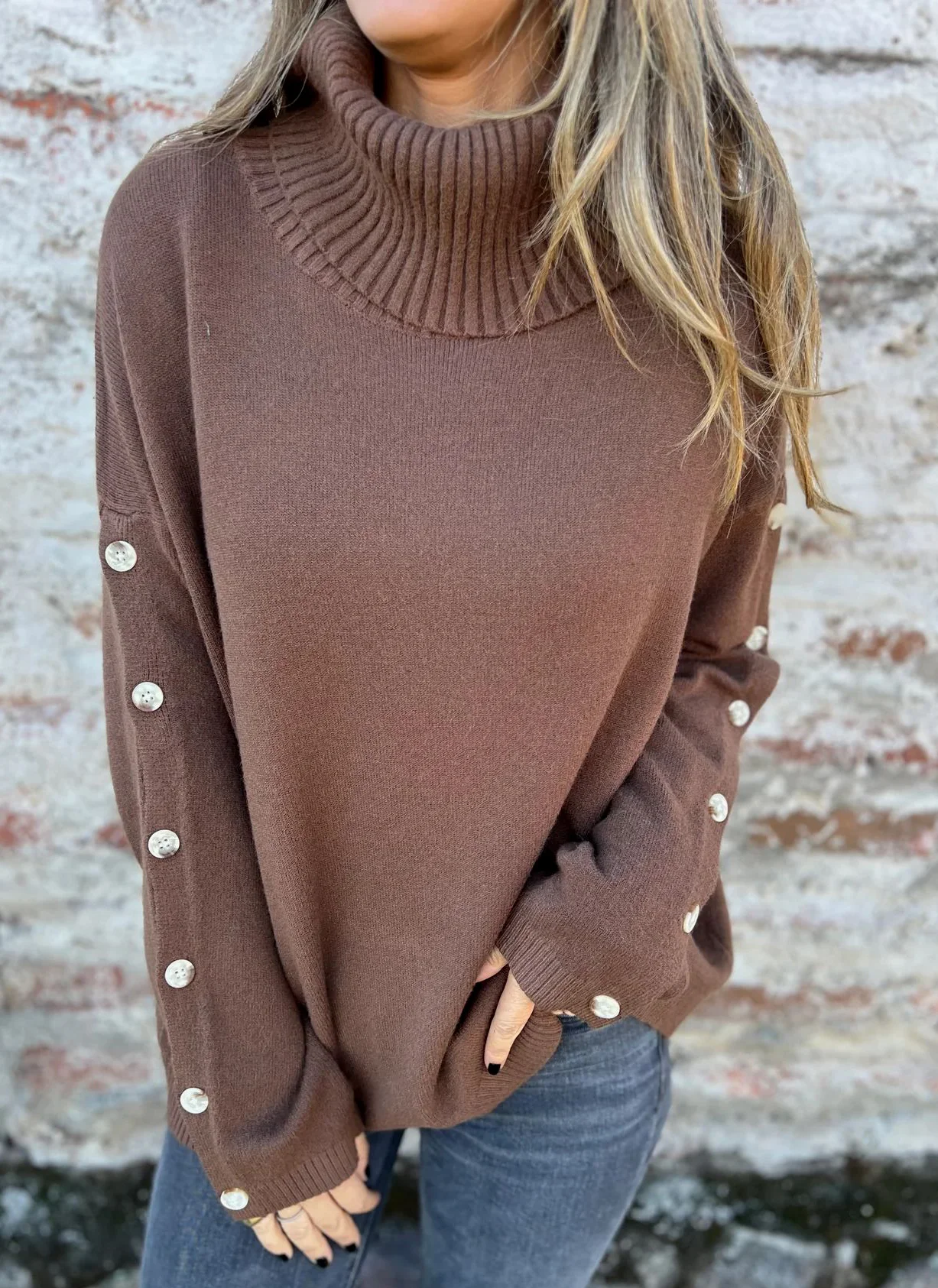 Women Cotton Plain Long Sleeve Comfy Casual Sweater