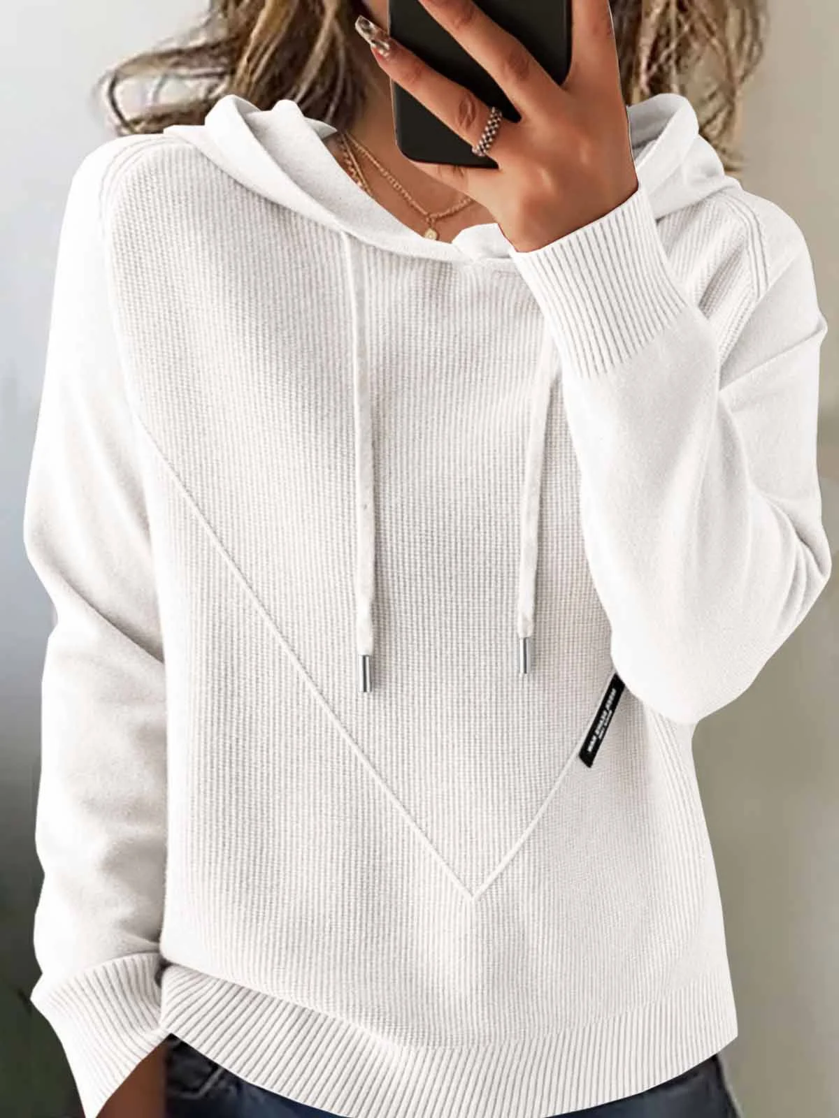 Women Plain Long Sleeve Comfy Vintage Sweater