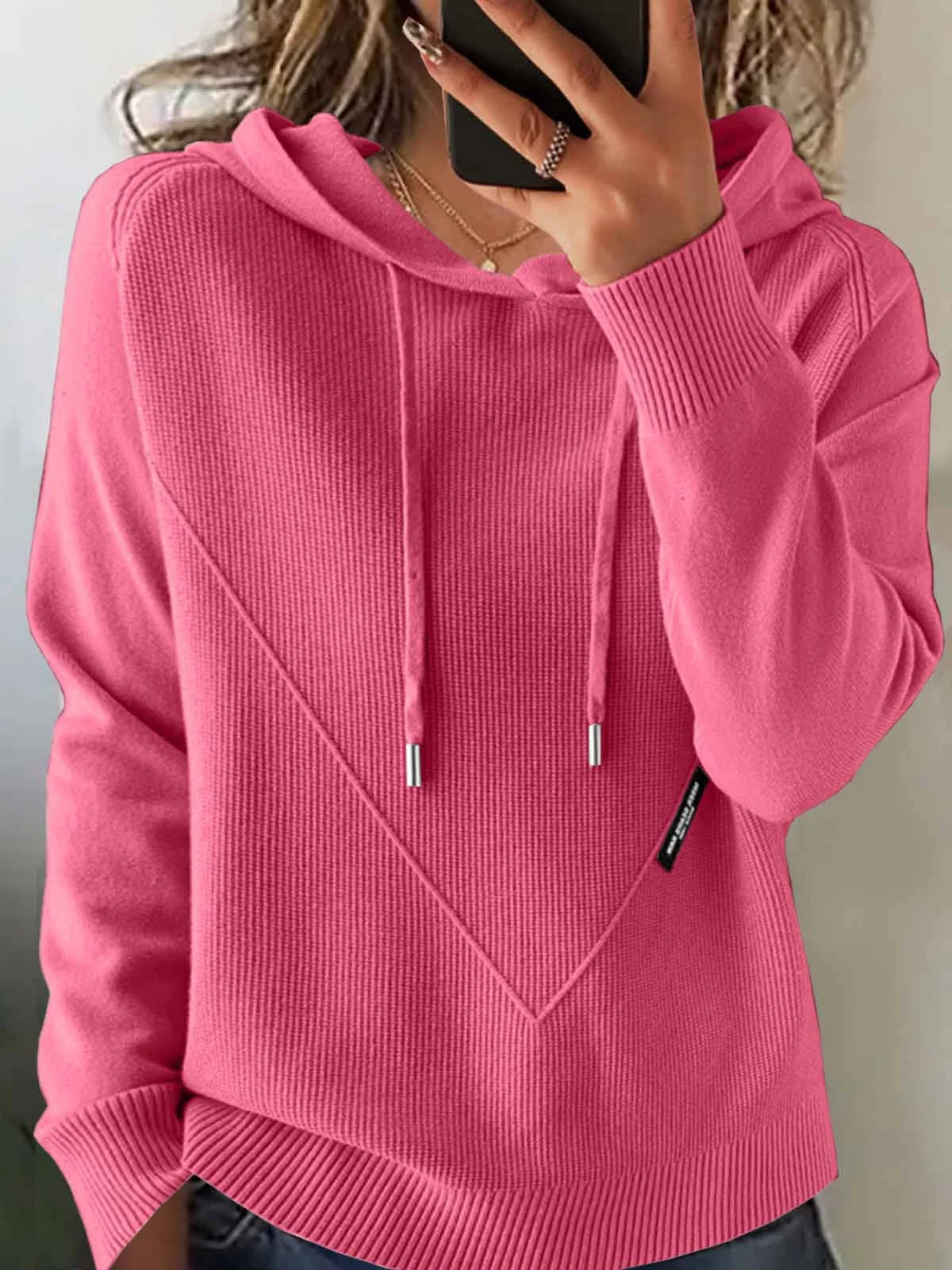 Women Plain Long Sleeve Comfy Vintage Sweater