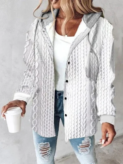 Women Spring/Fall Outerwear Vintage Printing Striped Long Sleeve Stand Collar Jacket