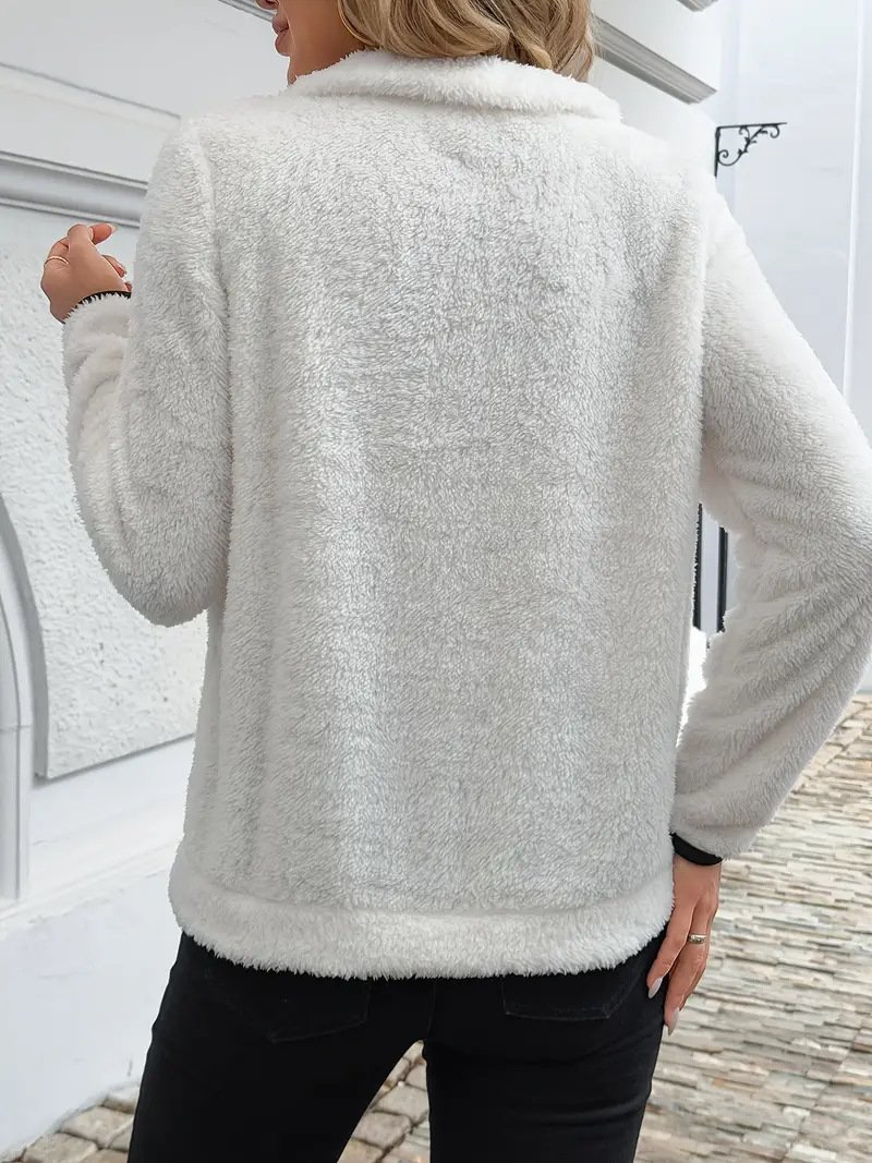 Casual V Neck Plain Sweatshirt