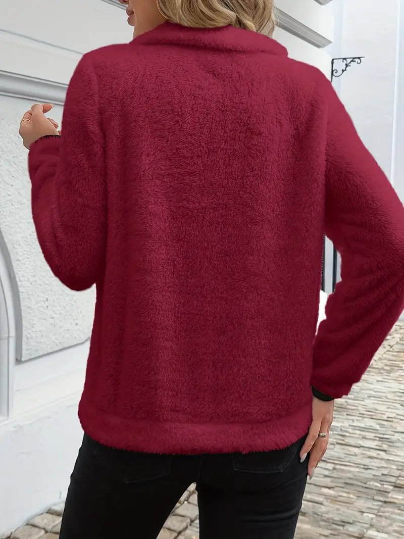 Casual V Neck Plain Sweatshirt