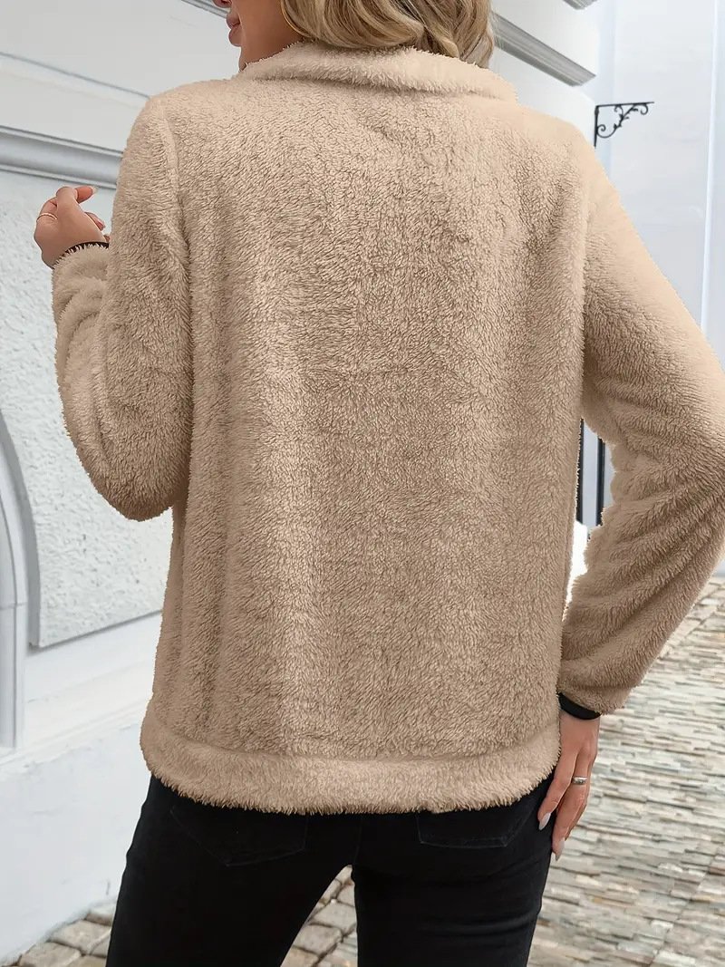 Casual V Neck Plain Sweatshirt