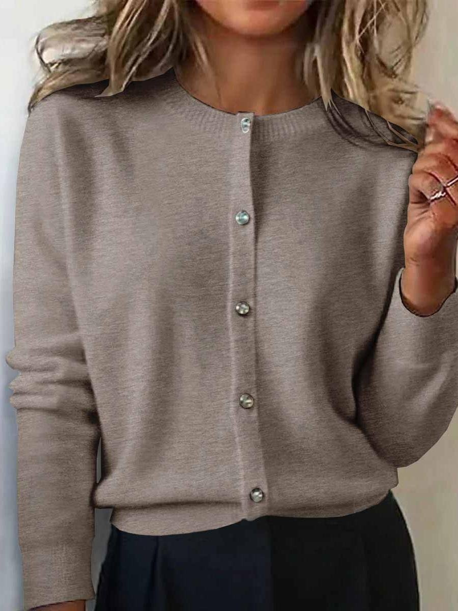 Women Plain Long Sleeve Comfy Vintage Cardigan