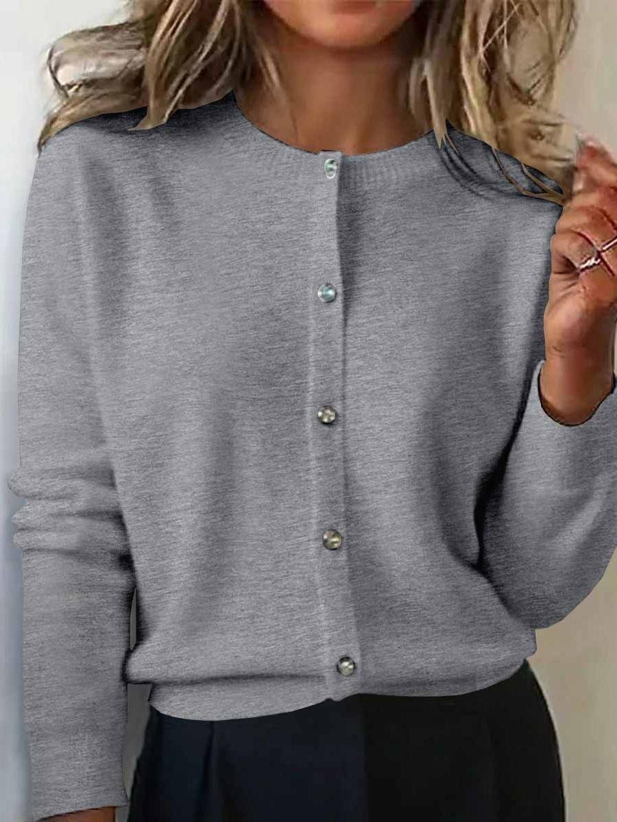 Women Plain Long Sleeve Comfy Vintage Cardigan