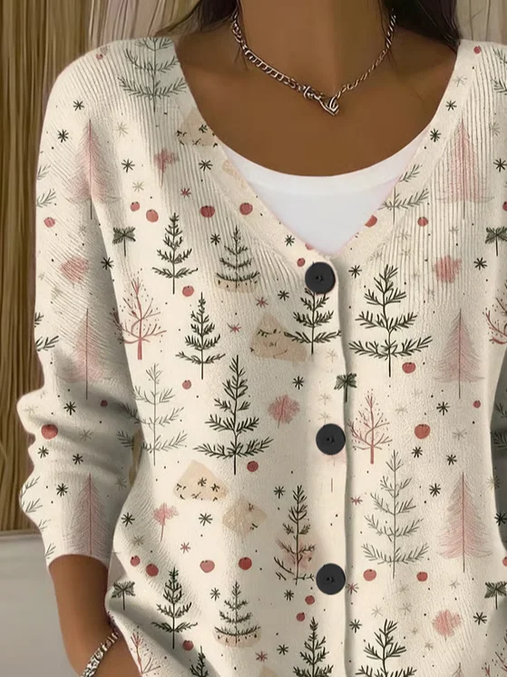Women Christmas Long Sleeve Comfy Casual Cardigan