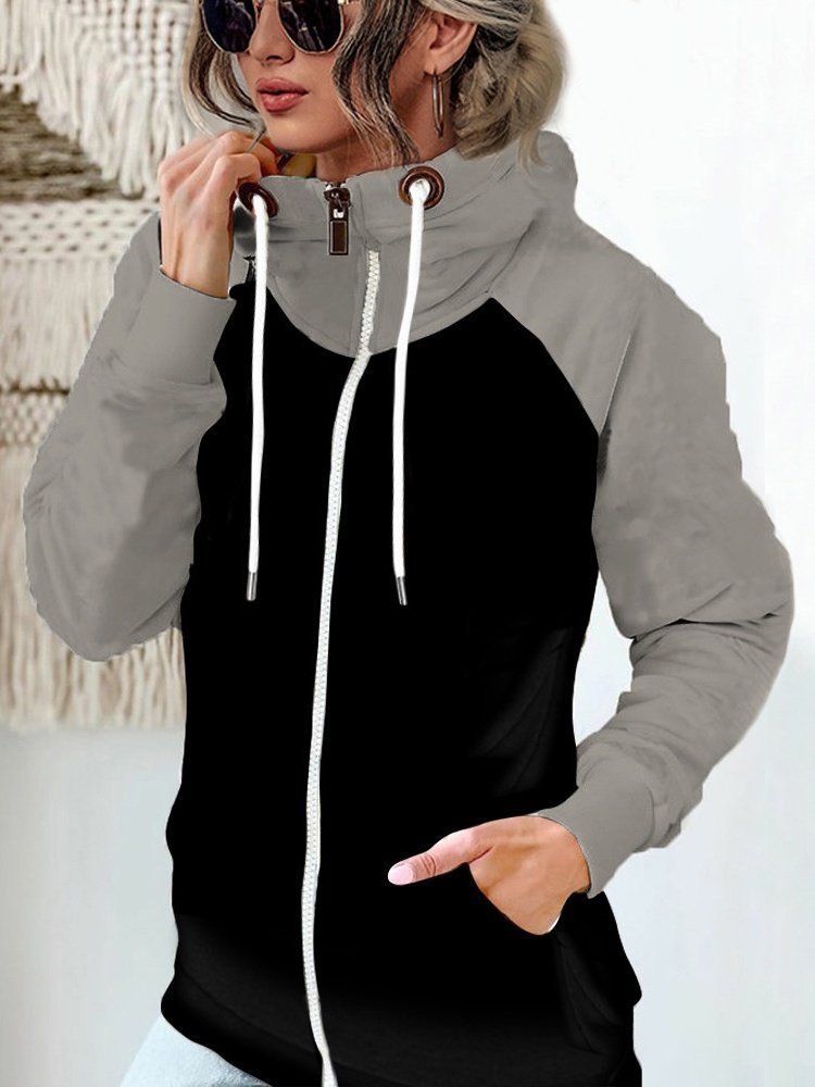 Women Spring/Fall Outerwear Vintage Split Joint Plain Long Sleeve Stand Collar Jacket