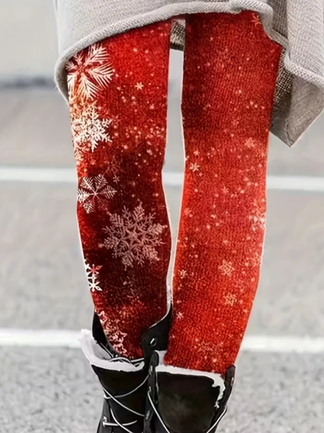 Women Christmas Casual All Season Printing Long Leggings