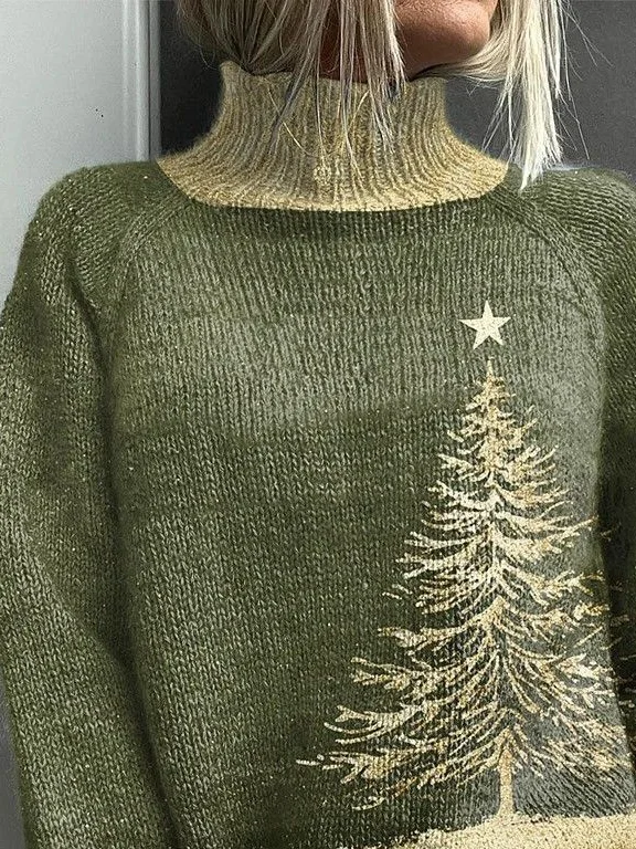 Women Christmas Long Sleeve Comfy Vintage Printing Sweater