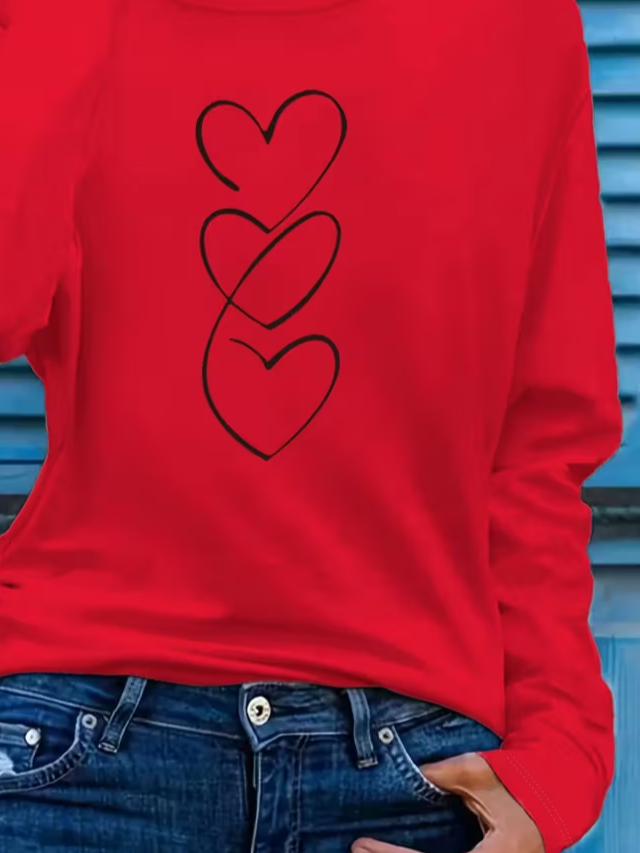 Casual Christmas Crew Neck Long Sleeve T-shirt