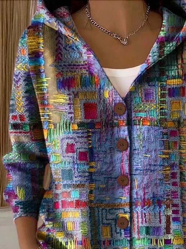 Women Abstract Long Sleeve Comfy Casual Printing Cardigan