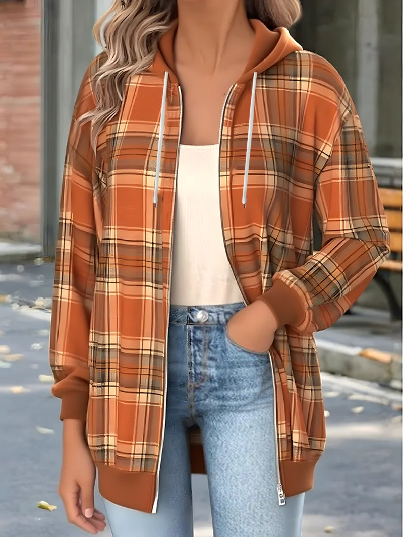 Vintage Hoodie Plaid Hoodie