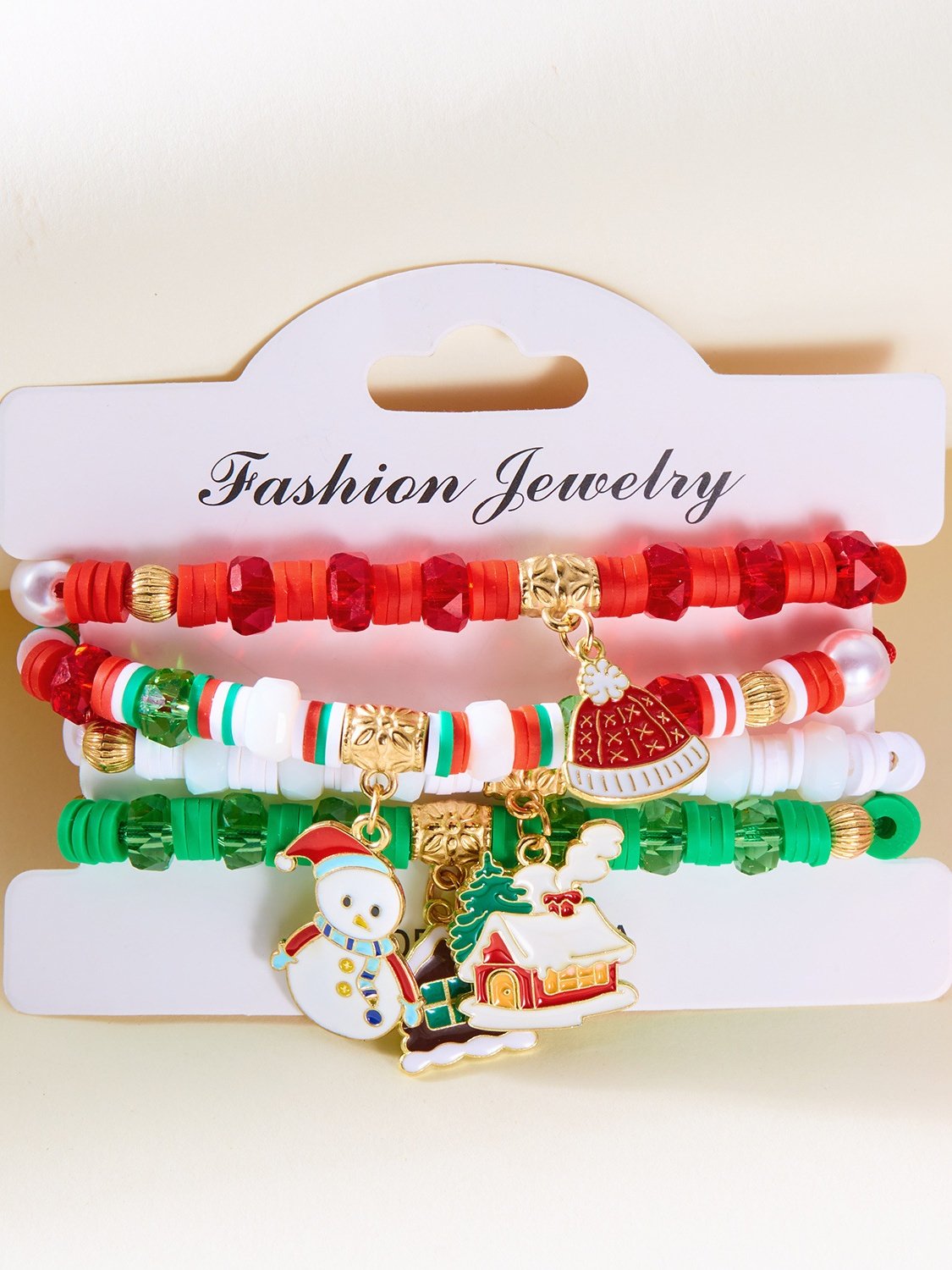 Christmas Polymer Clay Bracelet Christmas Colorful Santa Claus Snowflake Snowman Bracelet Christmas Bracelet Set