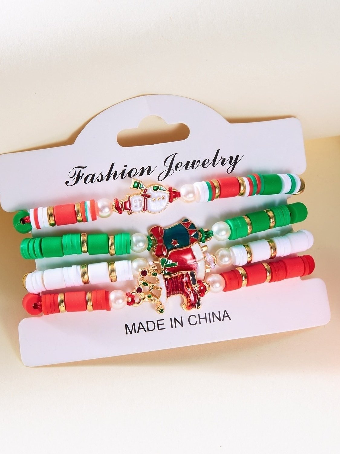 Christmas Polymer Clay Bracelet Christmas Colorful Santa Claus Snowflake Snowman Bracelet Christmas Bracelet Set