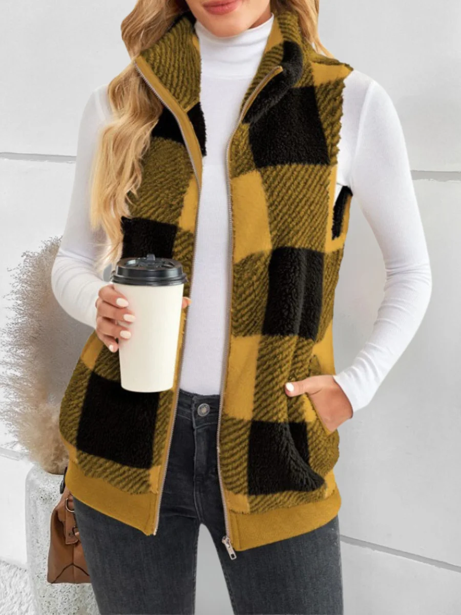 Polyester Cotton Stand Collar Elegant Vest