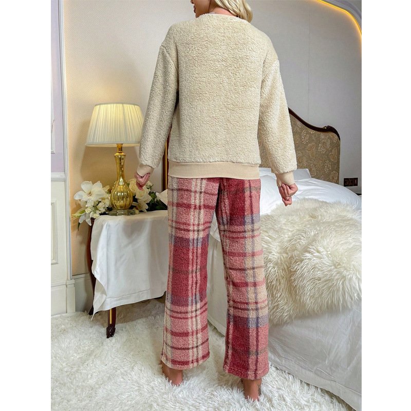 Women Geometric Two-Piece Set Daily Long Sleeve Casual Spring/Fall Top With Pants Matching Set
