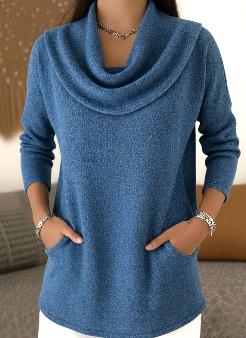 Casual Plain Mock Neck Long Sleeve T-shirt