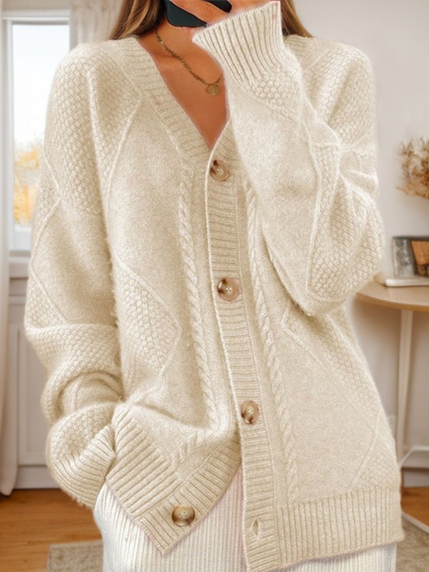 Women Plain Long Sleeve Comfy Casual Cardigan