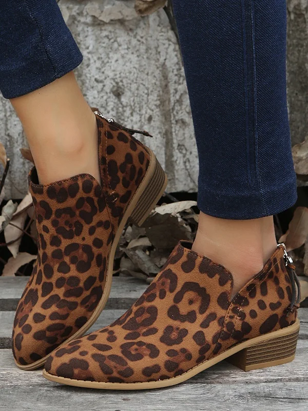 Vintage Plain Zipper Low Heel Classic Boots Split Joint