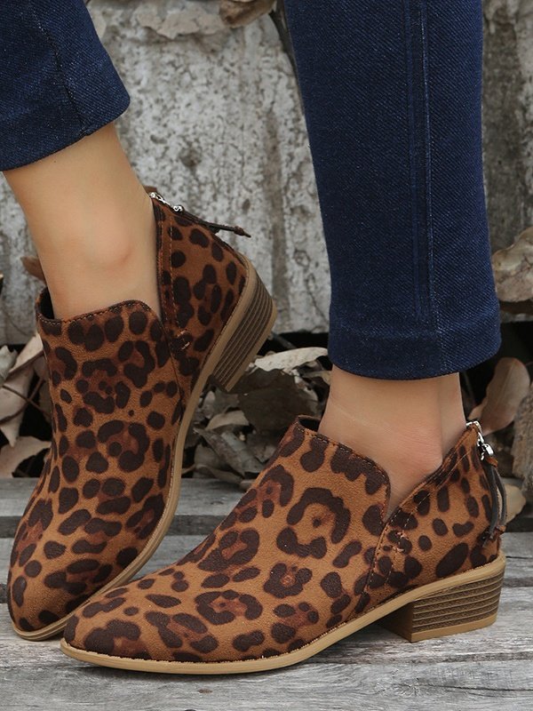 Vintage Plain Zipper Low Heel Classic Boots Split Joint