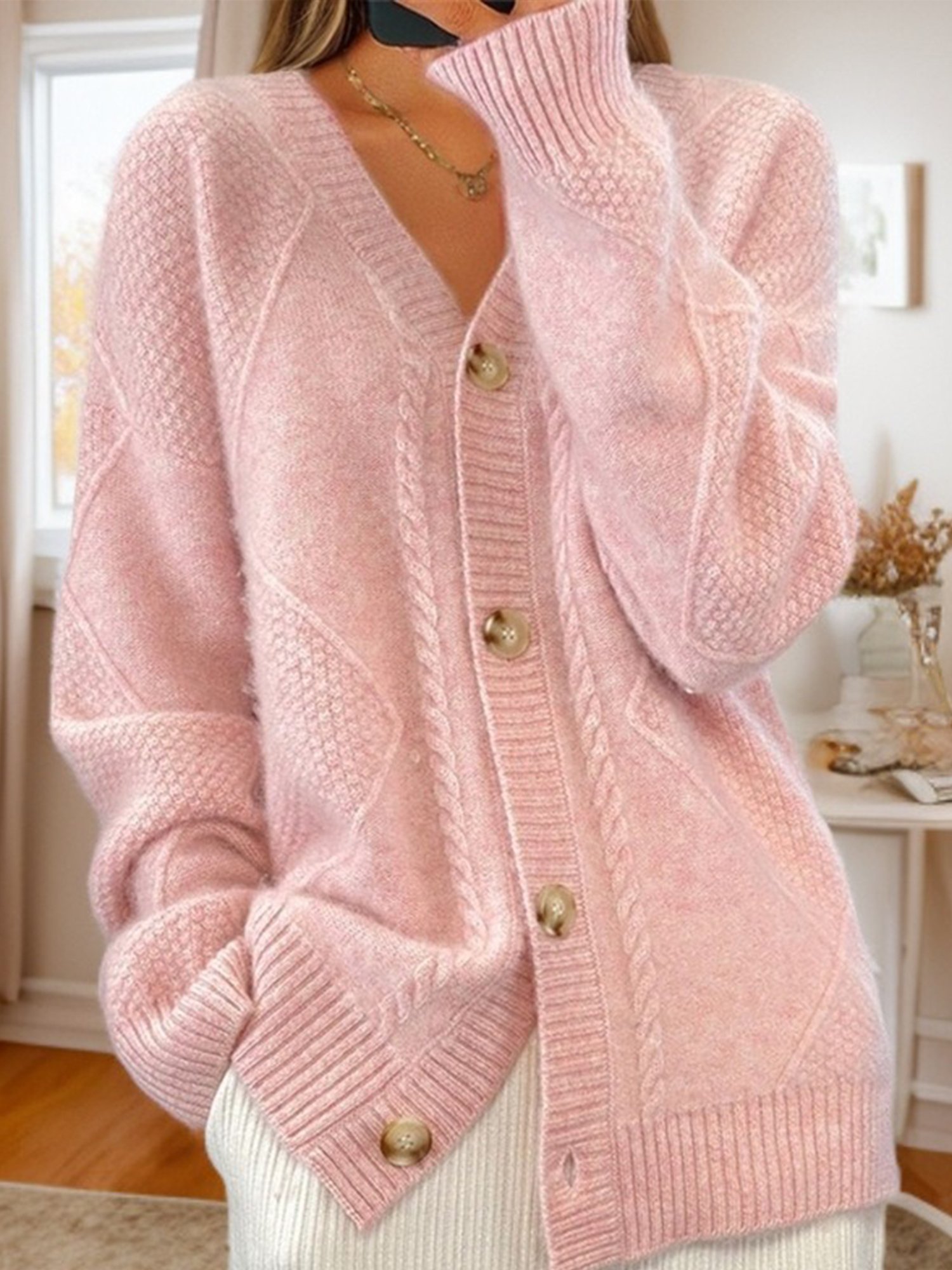 Women Plain Long Sleeve Comfy Casual Cardigan