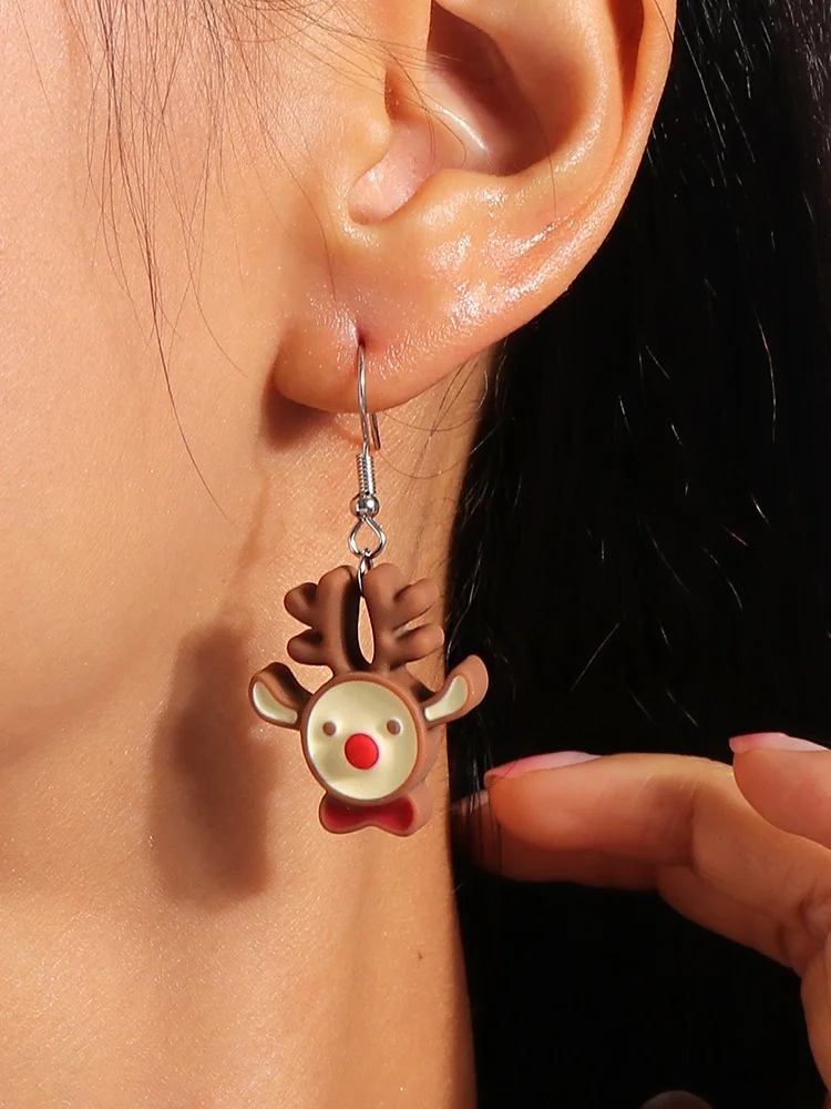 Christmas Colorful Diy Jewelry Christmas Tree Bell Elk Earrings Personality Felt Earrings