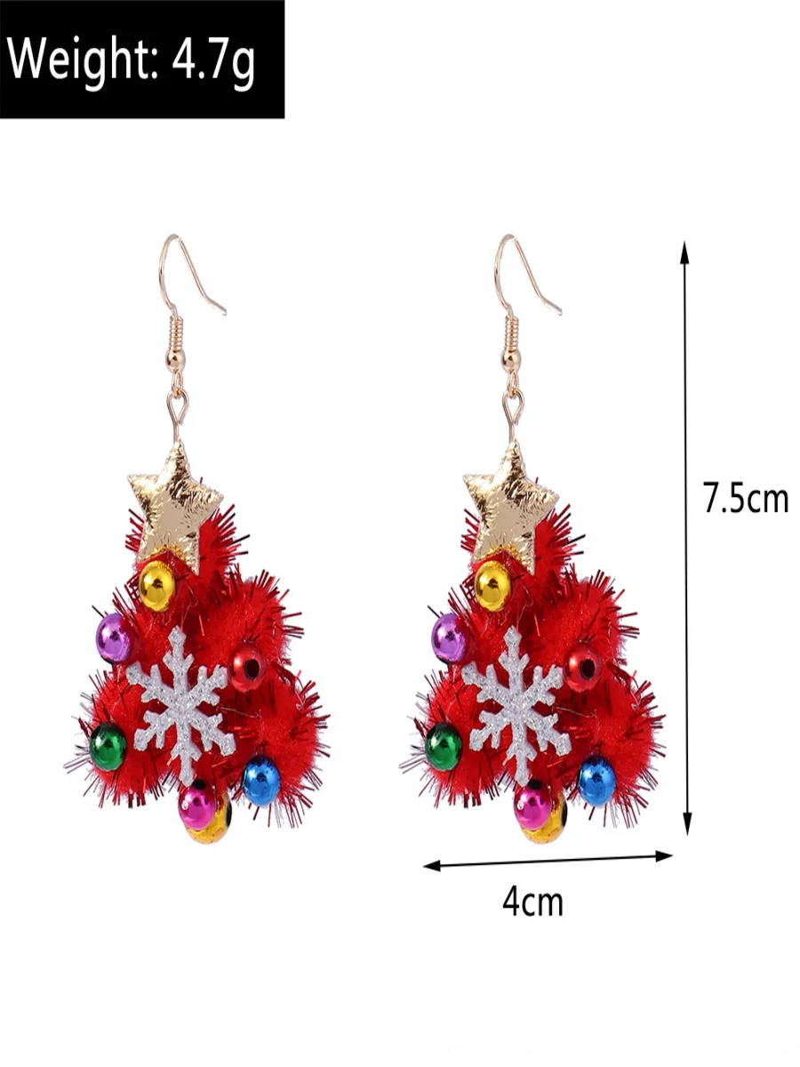 Christmas Colorful Diy Jewelry Christmas Tree Bell Elk Earrings Personality Felt Earrings