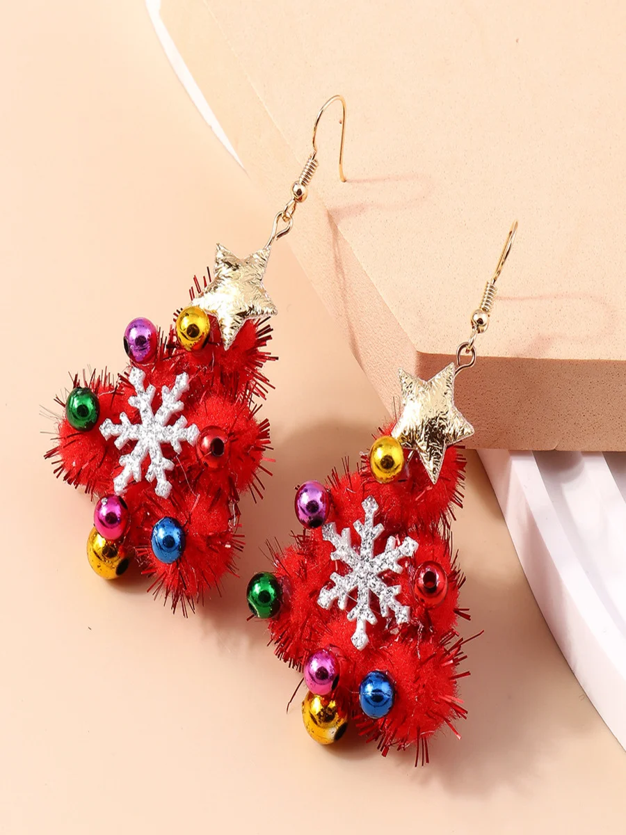 Christmas Colorful Diy Jewelry Christmas Tree Bell Elk Earrings Personality Felt Earrings