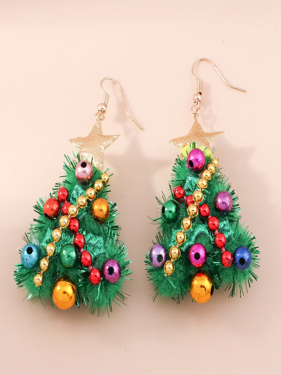 Christmas Colorful Diy Jewelry Christmas Tree Bell Elk Earrings Personality Felt Earrings