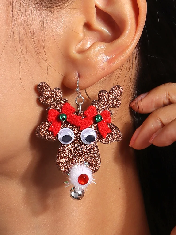 Christmas Colorful Diy Jewelry Christmas Tree Bell Elk Earrings Personality Felt Earrings