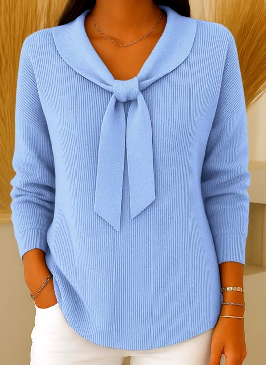 Women Cotton Plain Long Sleeve Comfy Casual Sweater