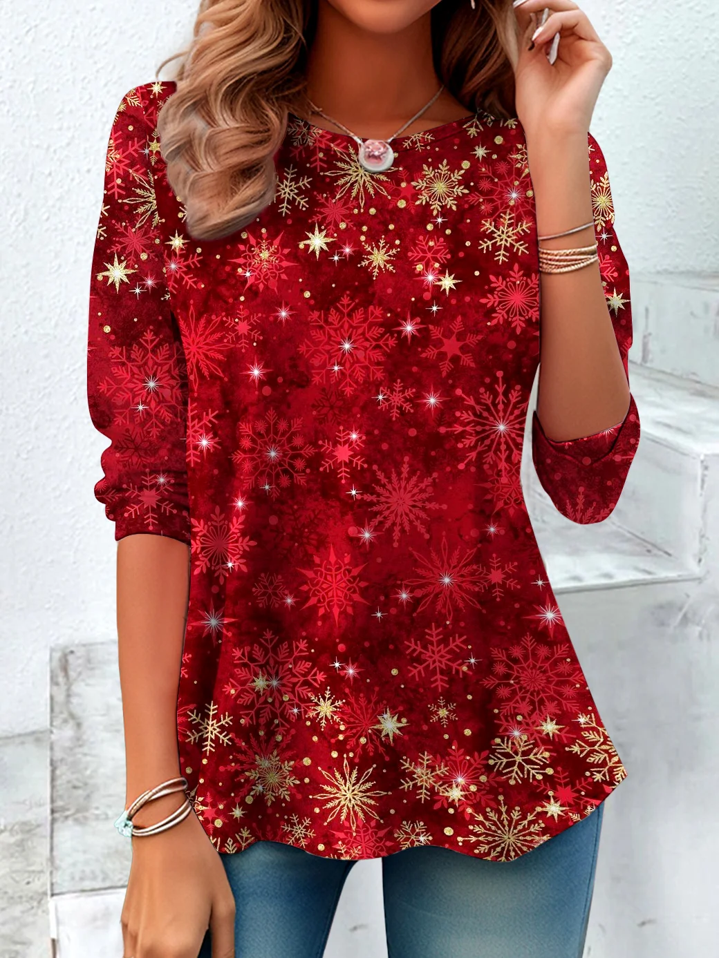 Casual Ombre Crew Neck Long Sleeve T-shirt