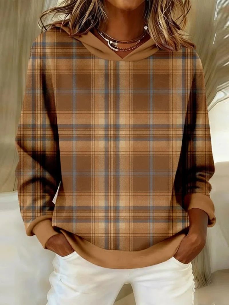 Casual Hoodie Plaid Hoodie Printing