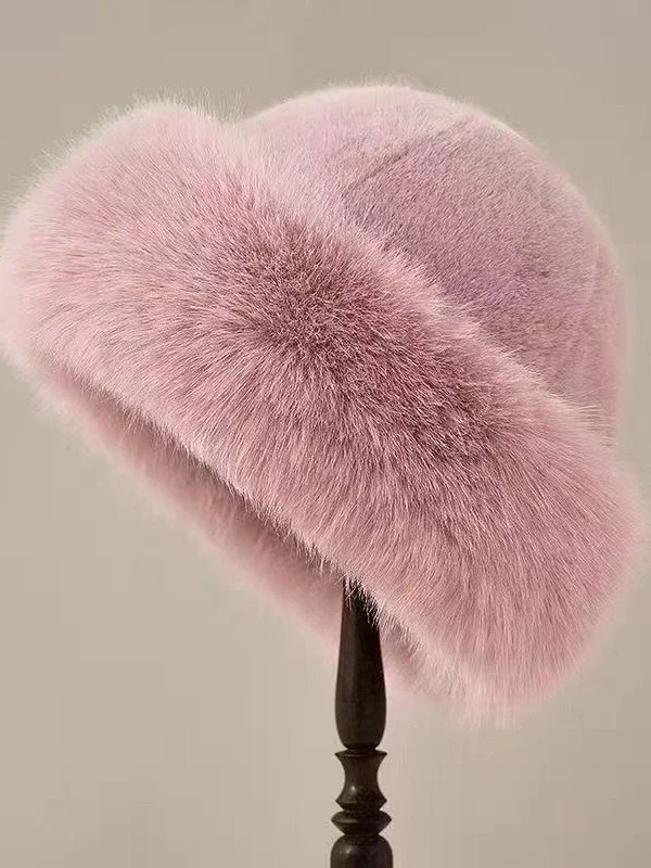 Plush Mongolian Hat For Women Thickened Autumn And Winter Windproof Cold-proof Warm Basin Hat Imitation Mink Fur Earmuffs Fisherman Hat