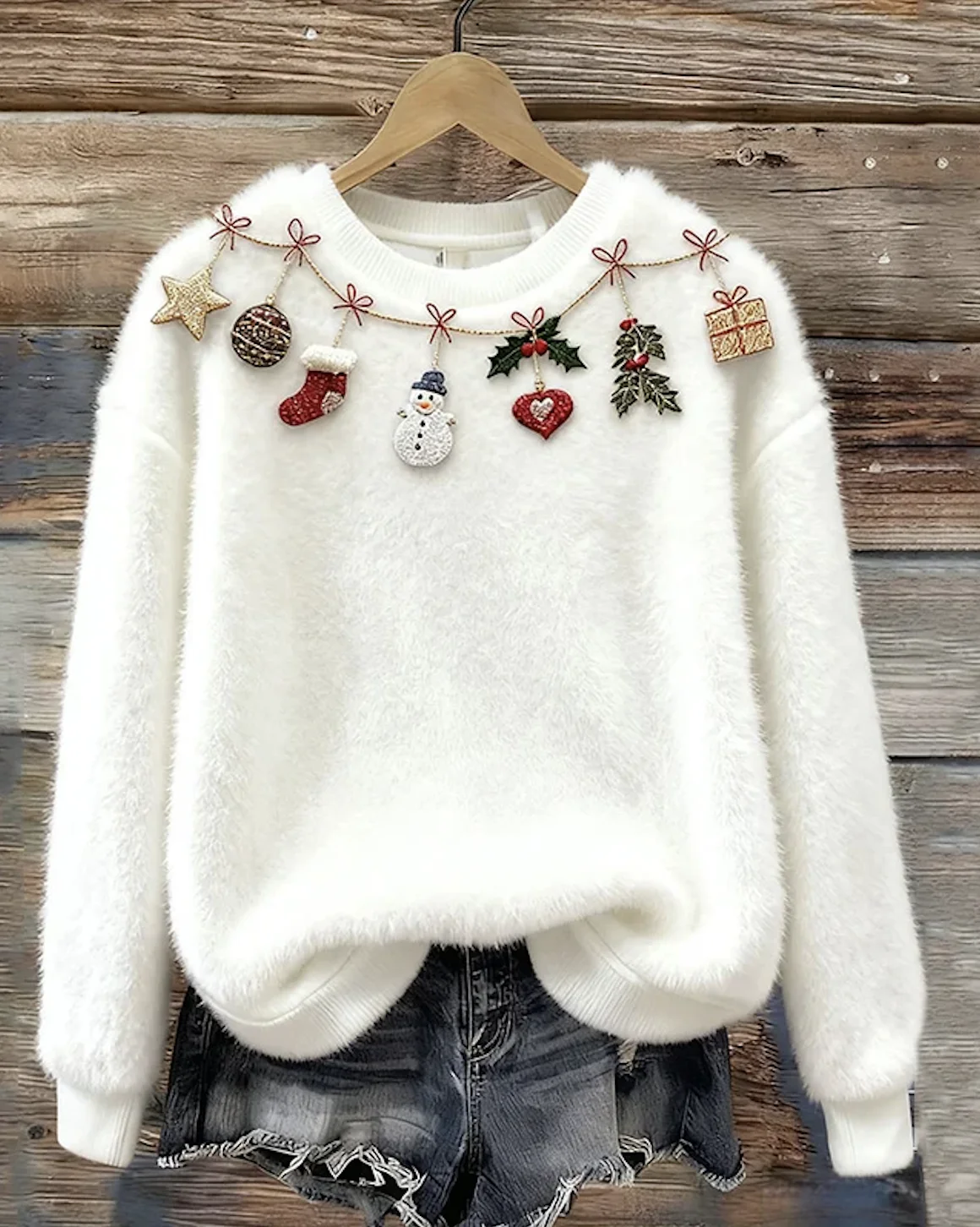Casual Crew Neck Christmas Sweatshirt
