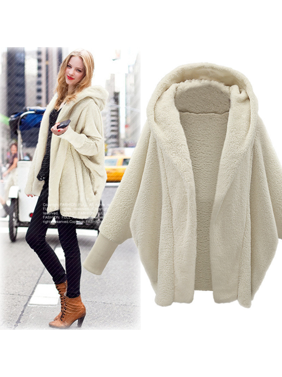 Women Winter Outerwear Casual Split Joint Plain Long Sleeve Lapel Collar Jacket