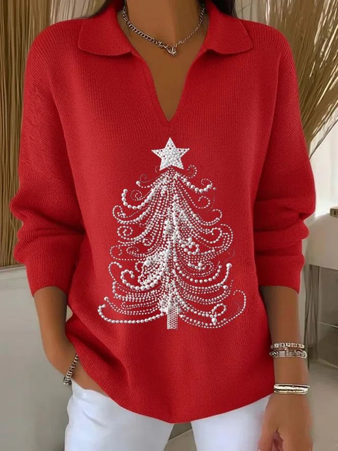 Women Christmas Long Sleeve Comfy Casual Printing Sweater