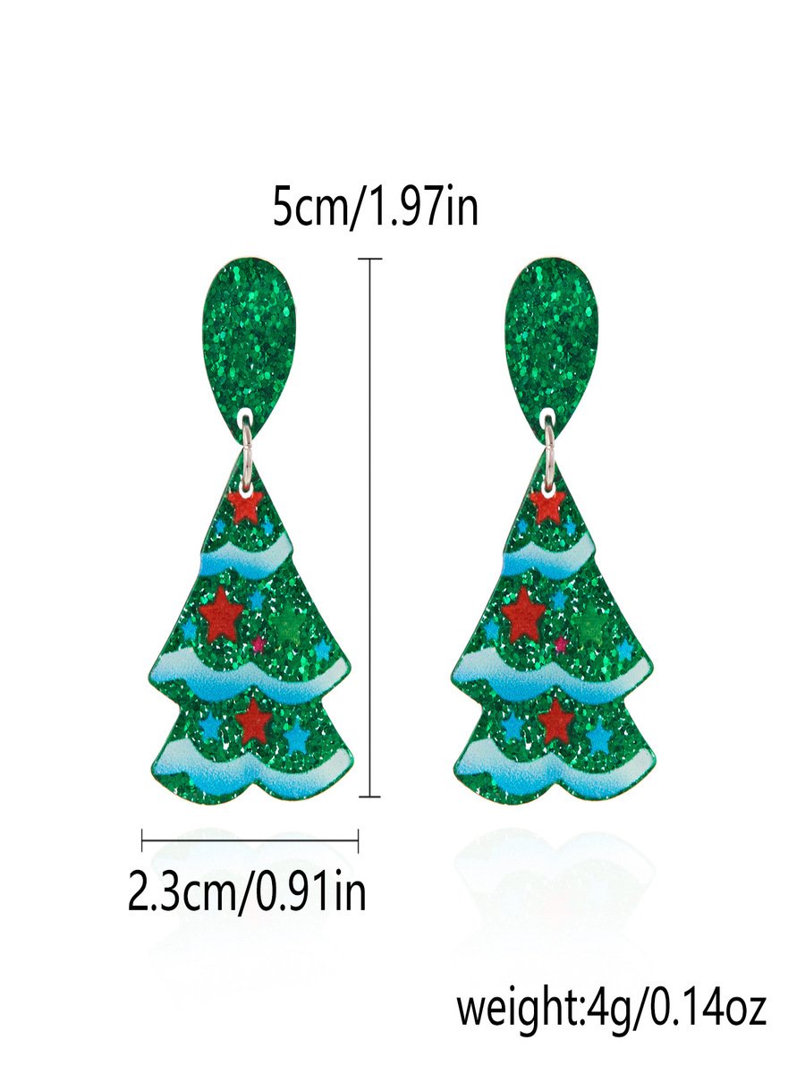 Christmas Earrings Fashion Acrylic Print Christmas Tree Christmas Stockings Gloves Stitching Earrings Christmas Holiday Party Earrings