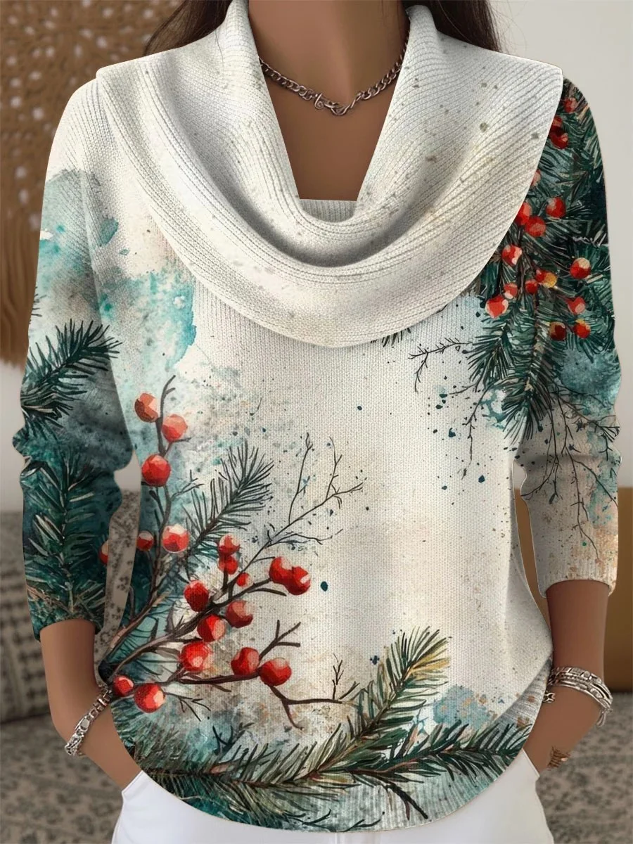 Women Gradient Pattern Long Sleeve Comfy Vintage Sweater