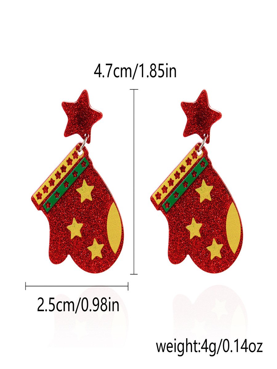 Christmas Earrings Fashion Acrylic Print Christmas Tree Christmas Stockings Gloves Stitching Earrings Christmas Holiday Party Earrings