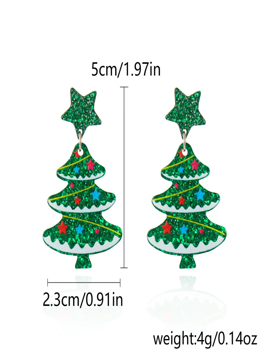 Christmas Earrings Fashion Acrylic Print Christmas Tree Christmas Stockings Gloves Stitching Earrings Christmas Holiday Party Earrings