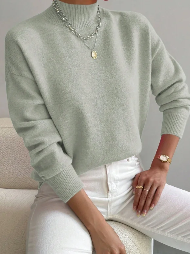 Women Plain Long Sleeve Comfy Street Split Joint Sweater