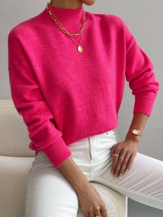 Women Plain Long Sleeve Comfy Street Split Joint Sweater