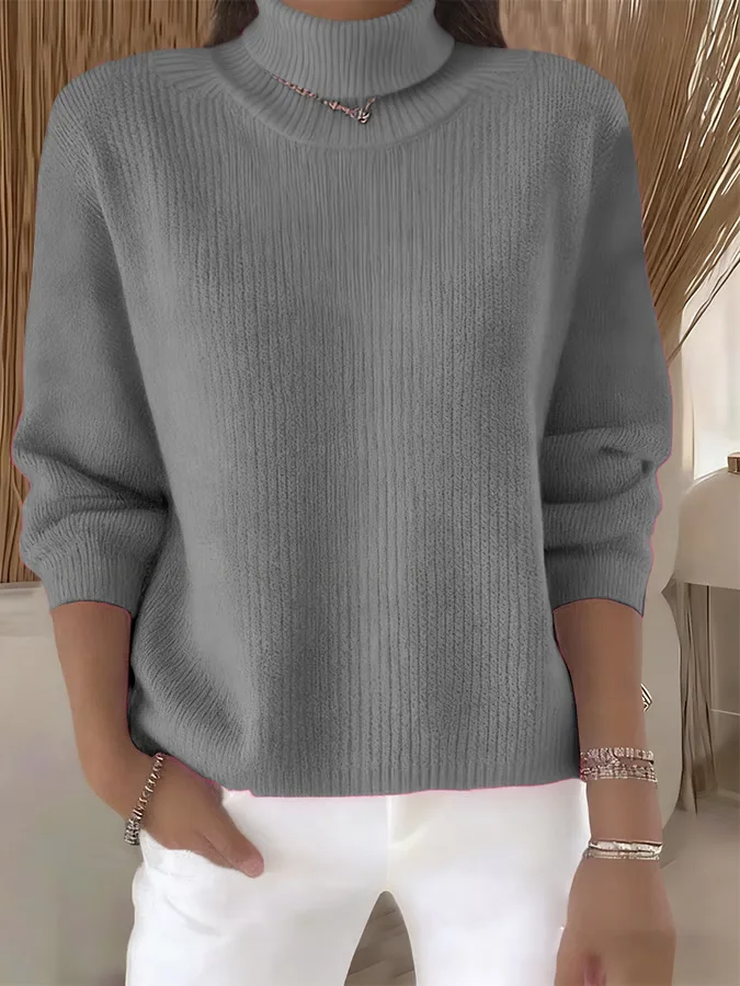 Women Plain Long Sleeve Comfy Casual Sweater